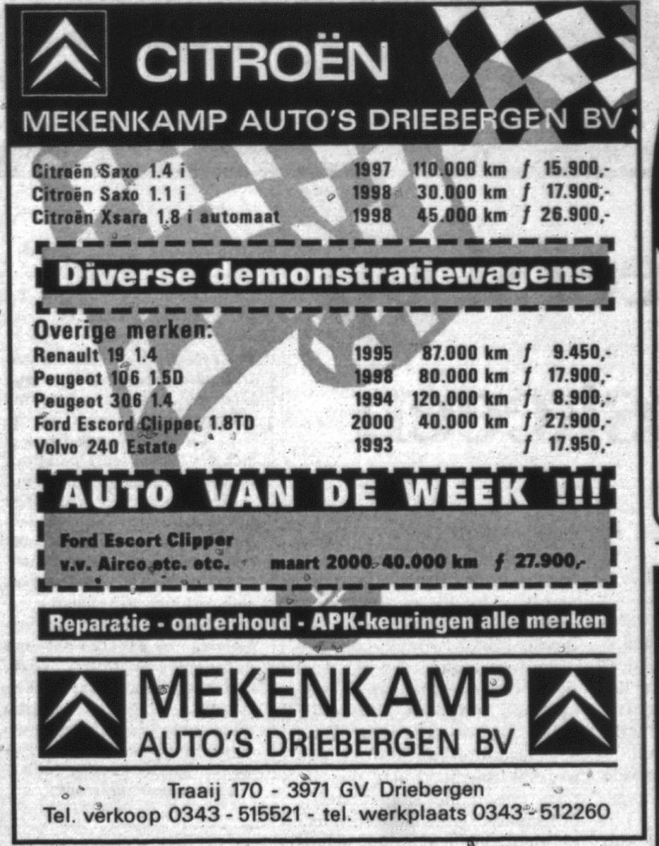 2001-krantenknipsel-autobedrijf-van-der-sluijs-autos-driebergen